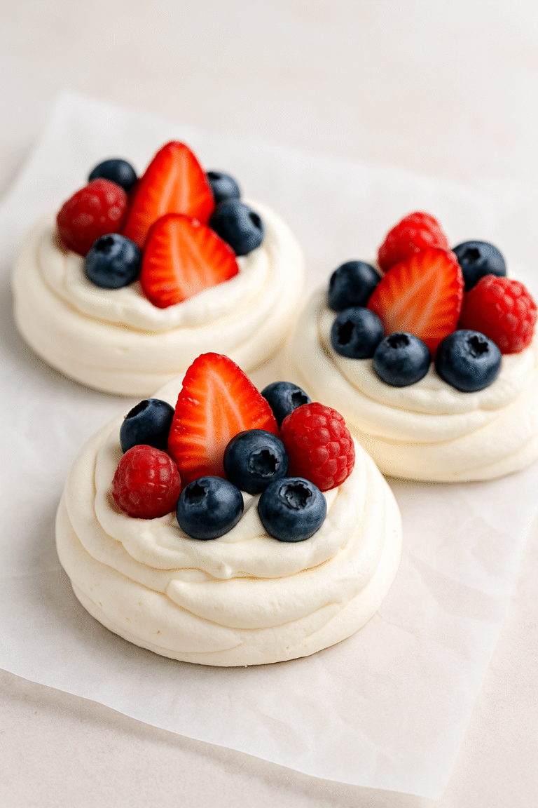 Mini Berry Pavlovas with Whipped Cream