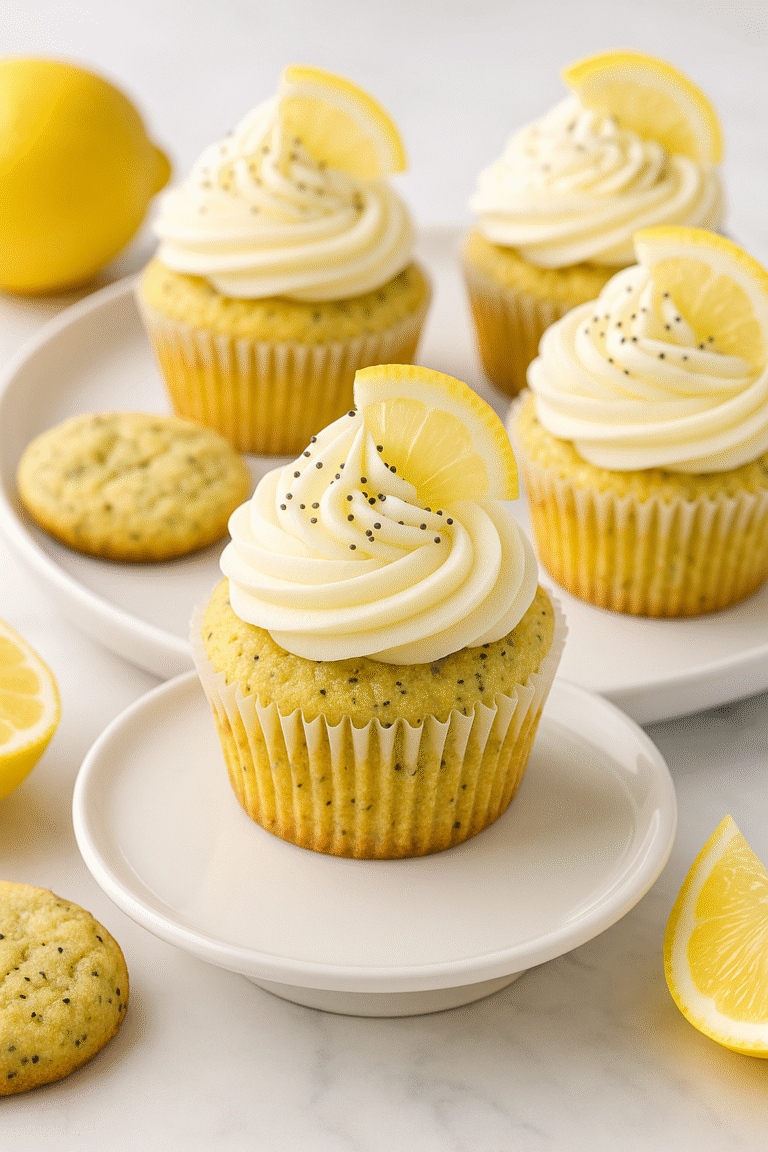 Lemon Poppy Seed Cupcakes with Cream Cheese Frosting